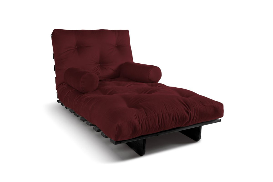 Sofa rozkładana 90x200 - Slim Exclusive Black - Pascall Futon Bordowy