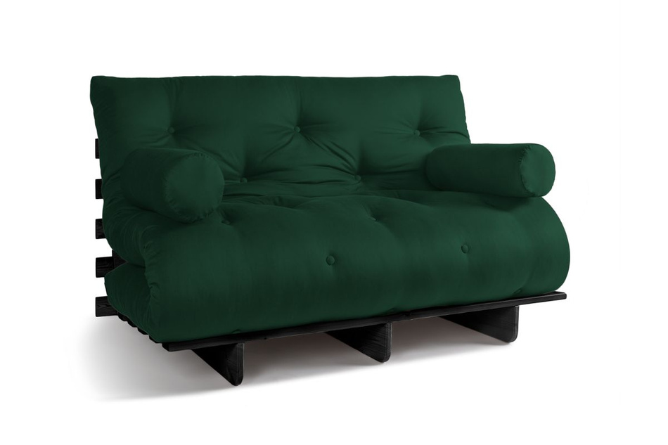 Sofa rozkładana 140x200 - Slim Basic Black - Pascall Futon Butelkowa Zieleń