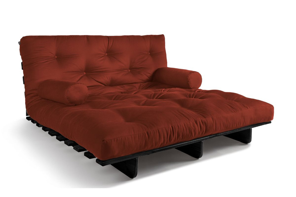 Sofa rozkładana 140x200 - Slim Exclusive Black - Pascall Futon Ceglany