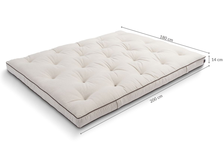 Materac 180x200 naturalny z lateksem - Futon Pascall Slim Duo Latex Kedro Len