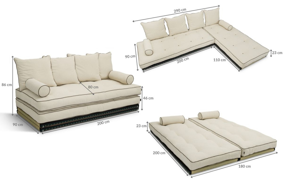 Sofa Tatami Medium Duo Latex Kedro 90x200 - Pascall Futon Len