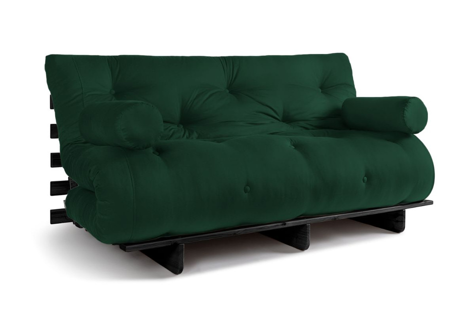 Sofa rozkładana 160x200 - Slim Comfort Black - Pascall Futon Butelkowa Zieleń