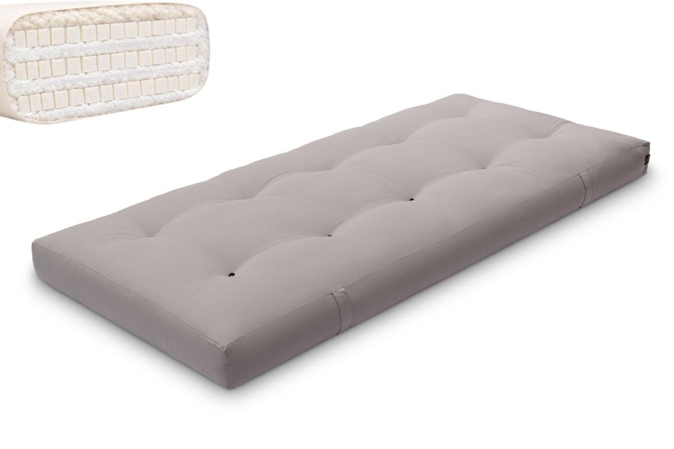 Materac 90x200 naturalny z lateksem - Futon Pascall Comfort Trio Latex Wool Szary