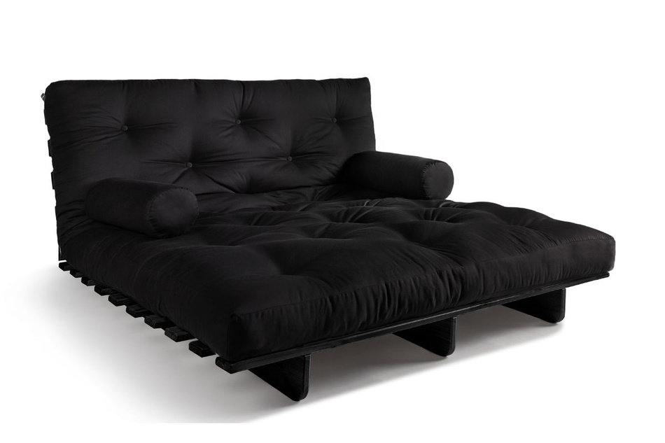 Sofa rozkładana 140x200 - Slim Comfort Black - Pascall Futon Czarny