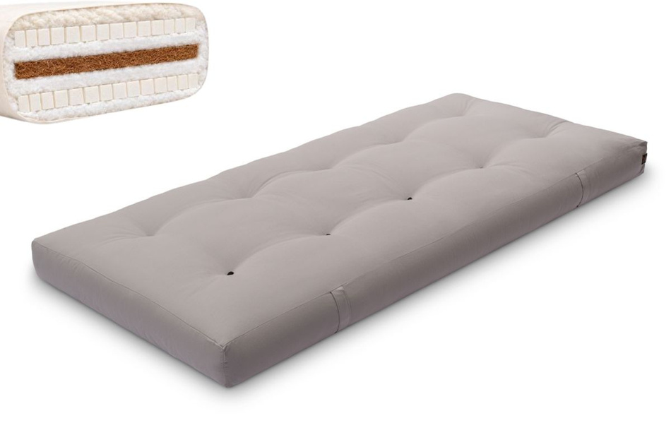 Materac 90x200 naturalny z wełną, kokosem i 2x lateks - Futon Pascall Comfort Wool Szary