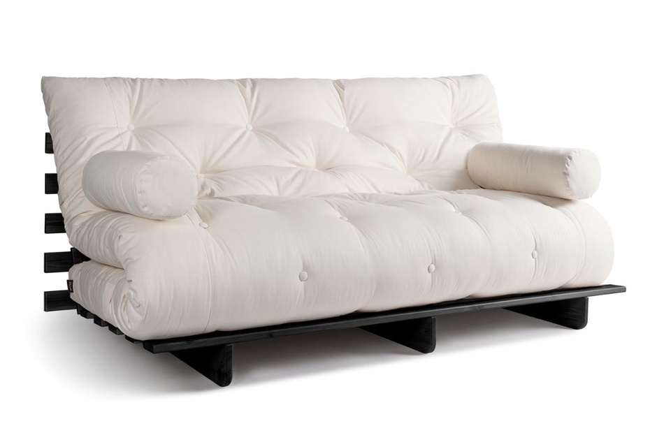 Sofa rozkładana 180x200 - Slim Exclusive Black - Pascall Futon Ecru