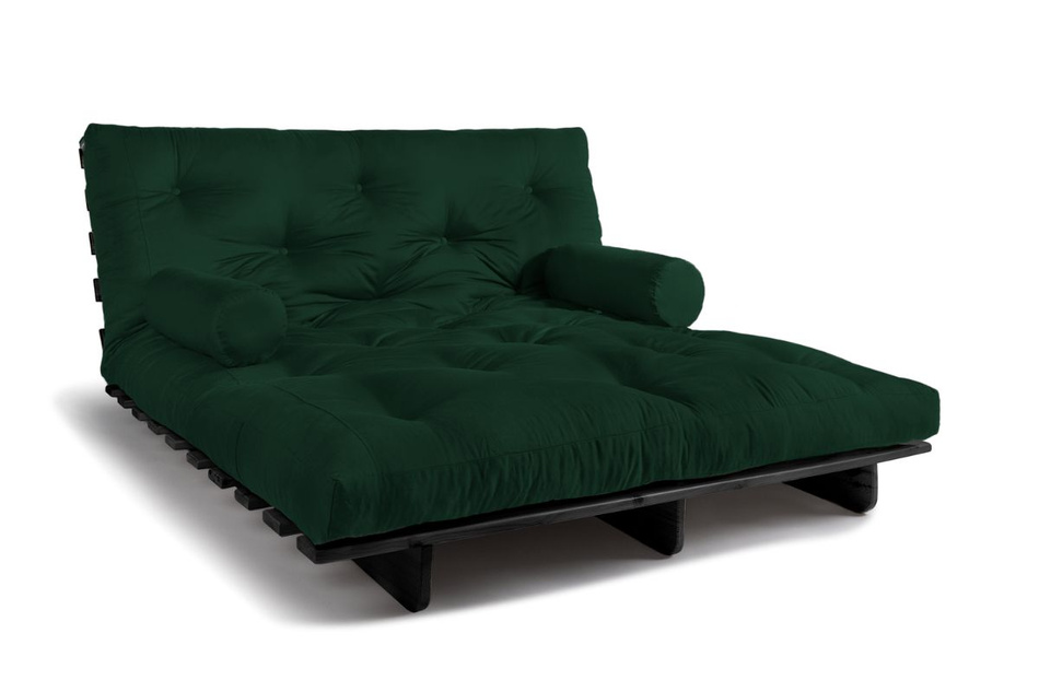 Sofa rozkładana 160x200 - Slim Basic Black - Pascall Futon Butelkowa Zieleń