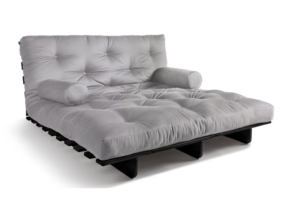 Sofa rozkładana 140x200 - Slim Exclusive Black - Pascall Futon Gołębi Popiel