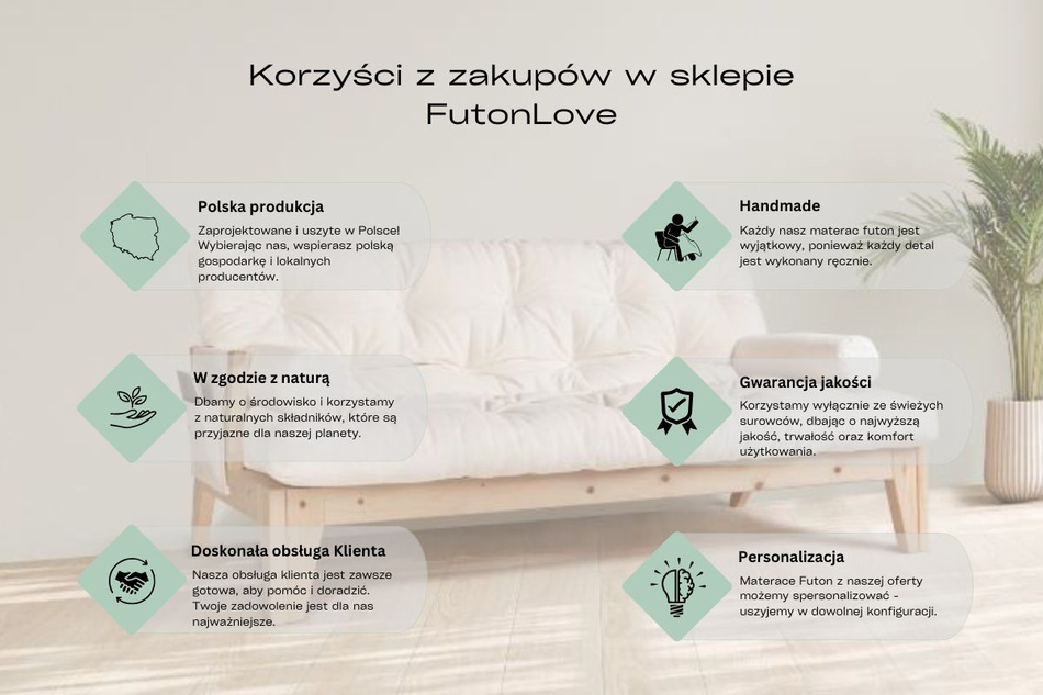 Sofa rozkładana 160x200 - Slim Basic Kedro Classic  - Pascall Futon Ecru