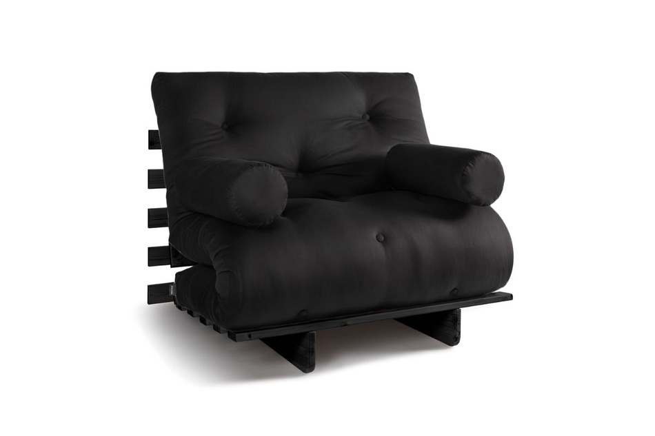 Sofa rozkładana 90x200 - Slim Comfort Black - Pascall Futon Czarny