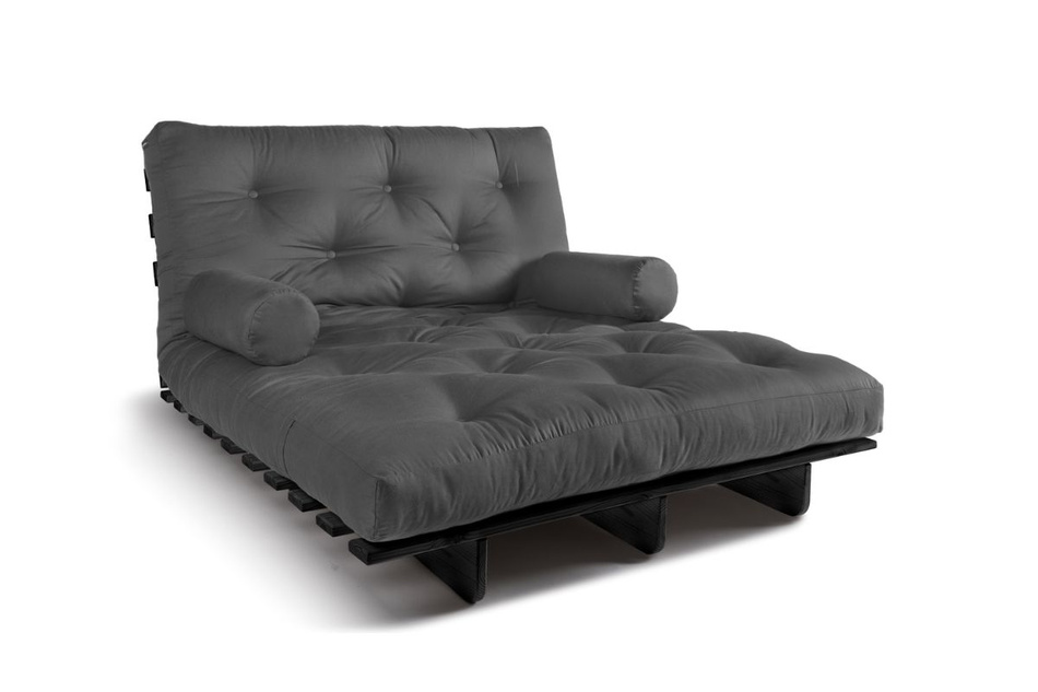 Sofa rozkładana 120x200 - Slim Basic Black - Pascall Futon Szary