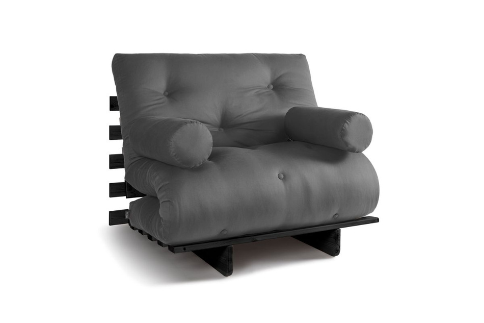 Sofa rozkładana 90x200 - Slim Exclusive Black - Pascall Futon Szary