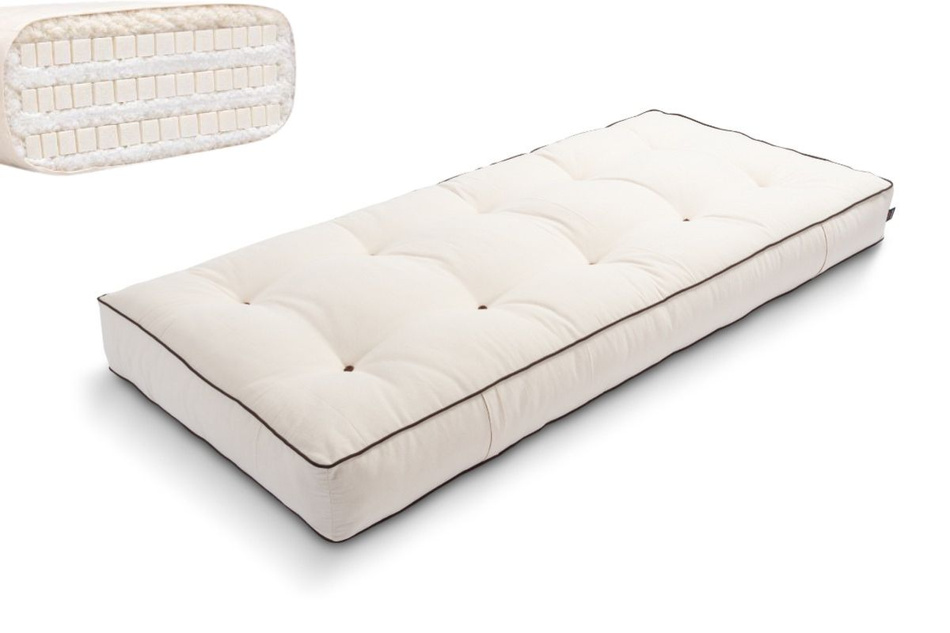 Materac 90x200 naturalny z lateksem - Futon Pascall Comfort Trio Latex Wool Kedro Ecru