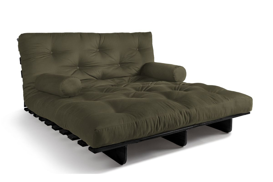 Sofa rozkładana 140x200 - Slim Comfort Black - Pascall Futon Khaki