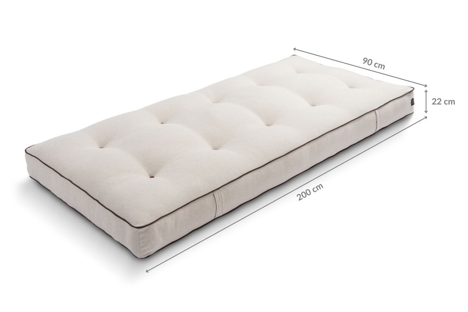 Materac 90x200 naturalny z wełną, kokosem i 2x lateks - Futon Pascall Comfort Wool Kedro Len