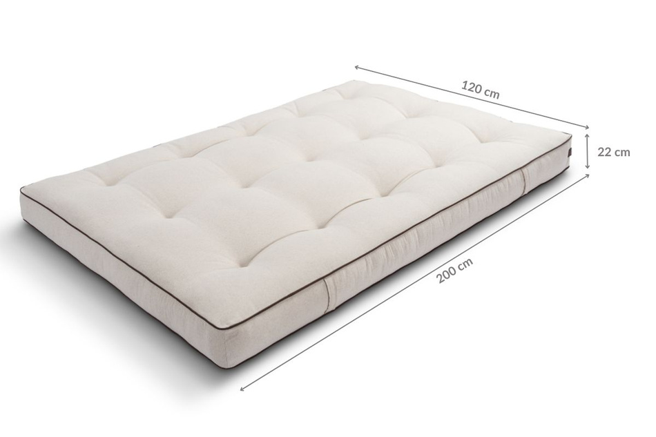 Materac 120x200 naturalny z lateksem i 2x kokosem - Futon Pascall Comfort Relax Hard Kedro Len