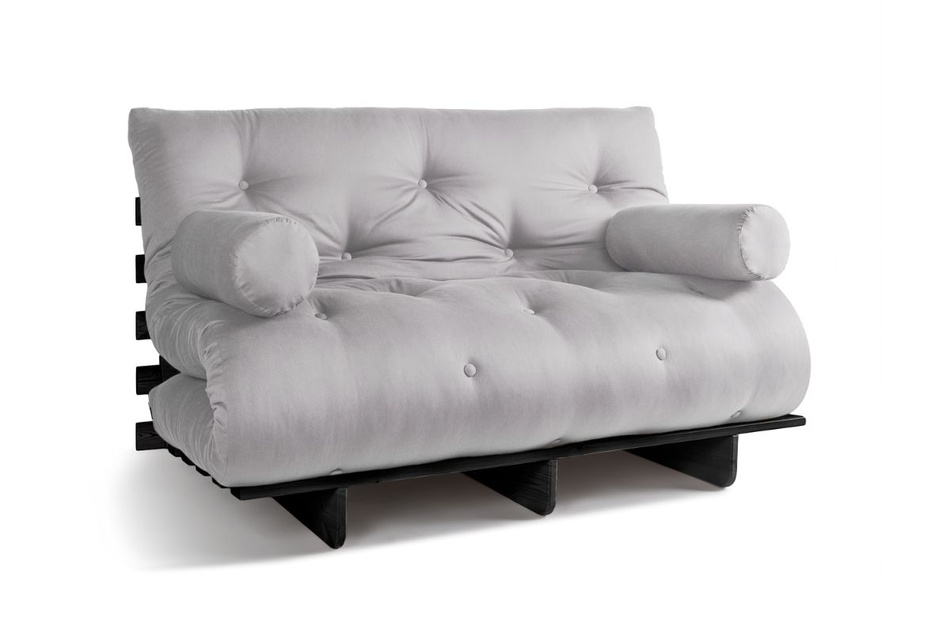 Sofa rozkładana 140x200 - Slim Basic Black - Pascall Futon Gołębi Popiel