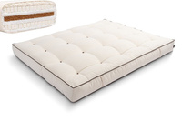 Materac 200x200 naturalny z wełną, kokosem i 2x lateks - Futon Pascall Comfort Wool Kedro Ecru