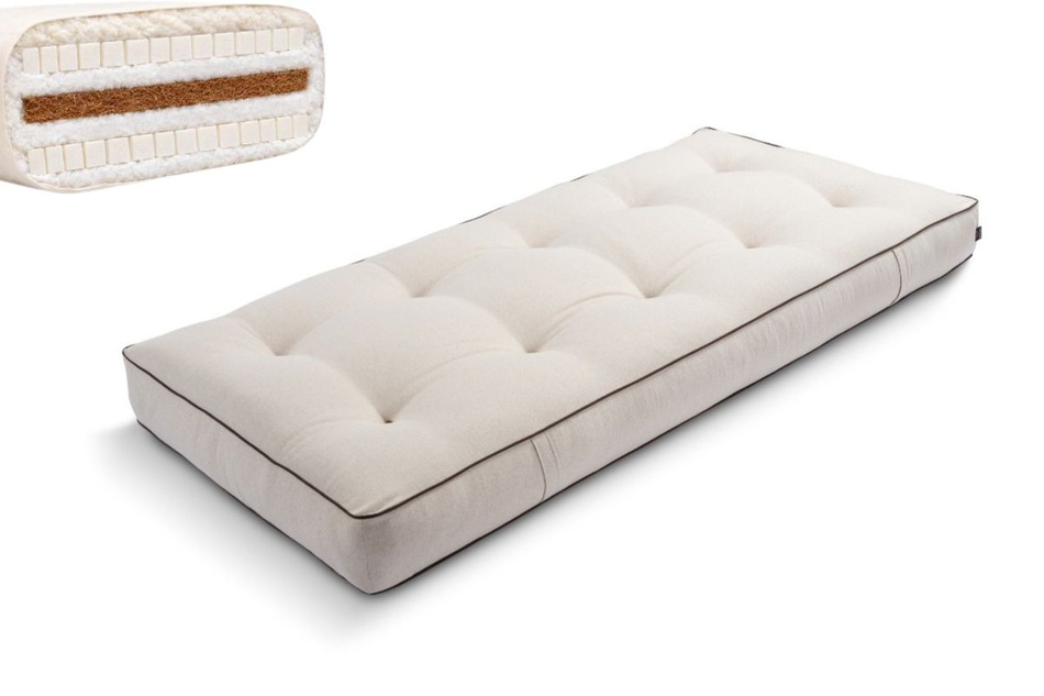Materac 90x200 naturalny z wełną, kokosem i 2x lateks - Futon Pascall Comfort Wool Kedro Len