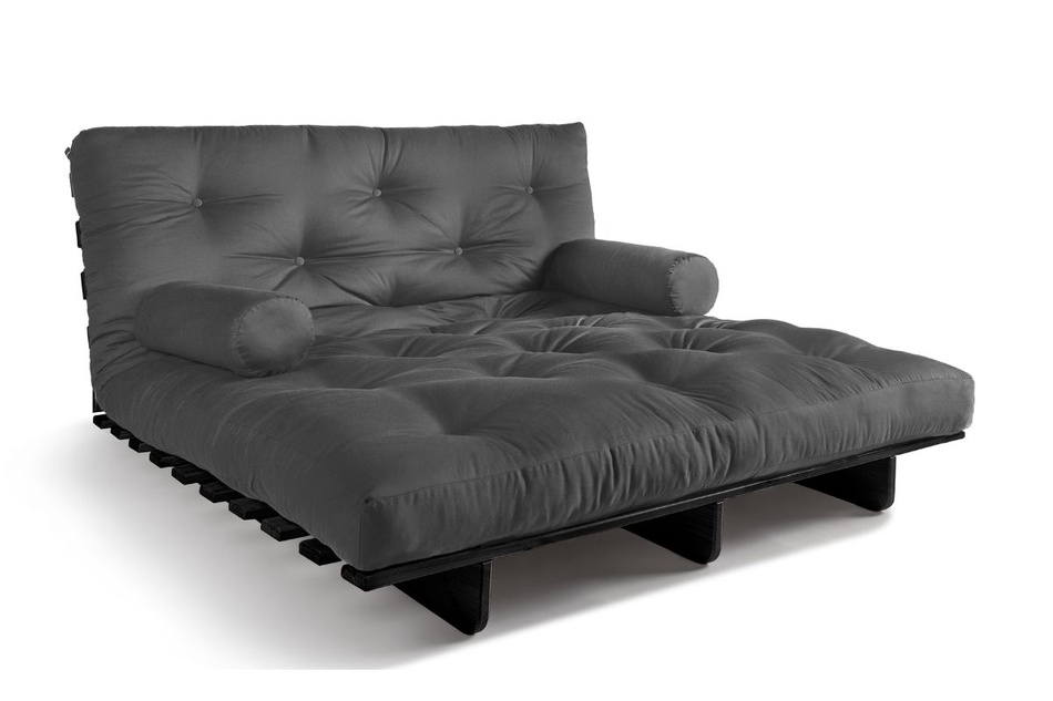 Sofa rozkładana 140x200 - Slim Comfort Black - Pascall Futon Szary