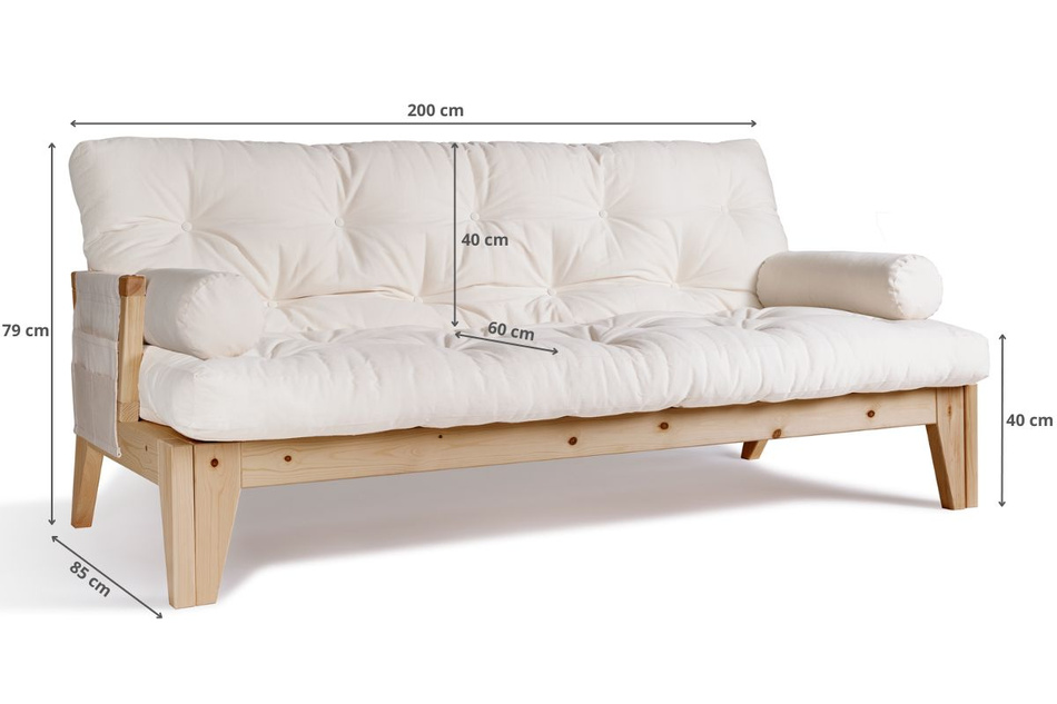 Sofa rozkładana 200 cm - Sakura - Pascall Futon Ecru