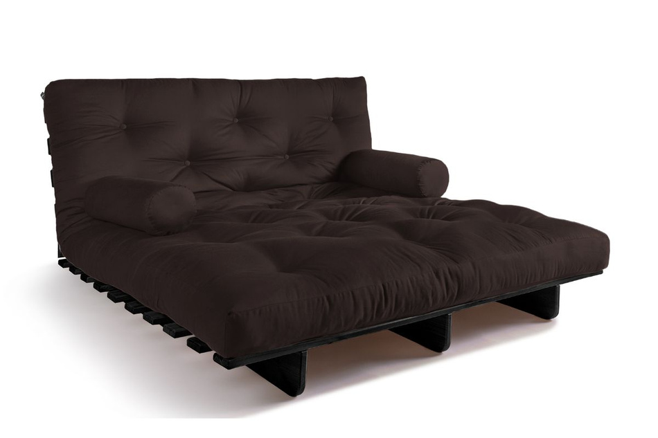 Sofa rozkładana 140x200 - Slim Comfort Black - Pascall Futon Brązowy