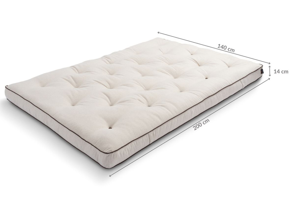 Materac 140x200 naturalny z lateksem - Futon Pascall Slim Duo Latex Kedro Len