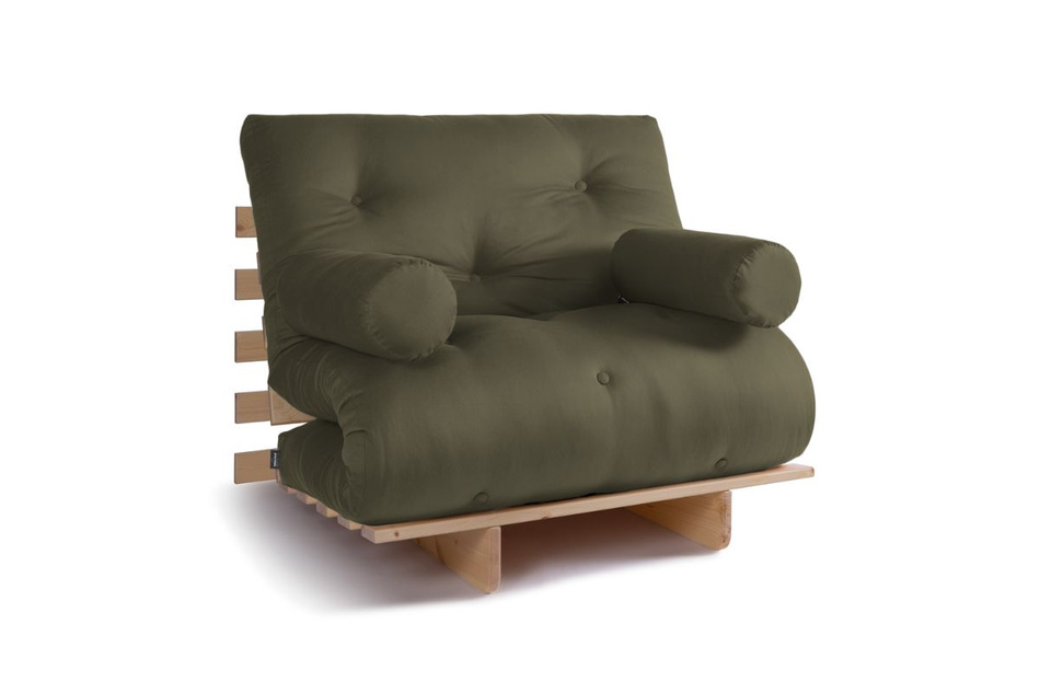 Sofa rozkładana 90x200 - Slim Exclusive Classic - Pascall Futon Khaki