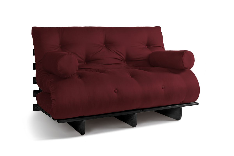 Sofa rozkładana 140x200 - Slim Basic Black - Pascall Futon Bordowy