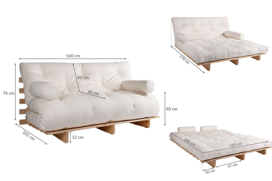 Sofa rozkładana 160x200 - Slim Basic Black - Pascall Futon Granatowy