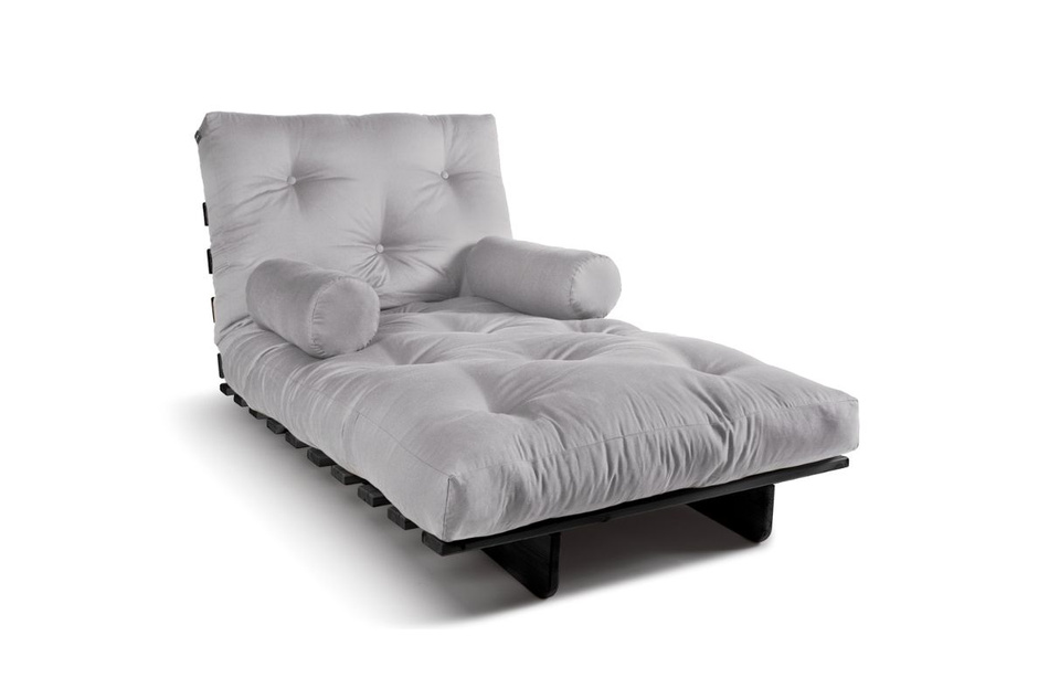 Sofa rozkładana 90x200 - Slim Exclusive Black - Pascall Futon Gołębi Popiel