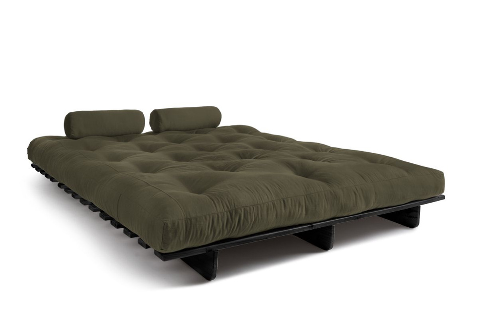 Sofa rozkładana 160x200 - Slim Basic Black - Pascall Futon Khaki