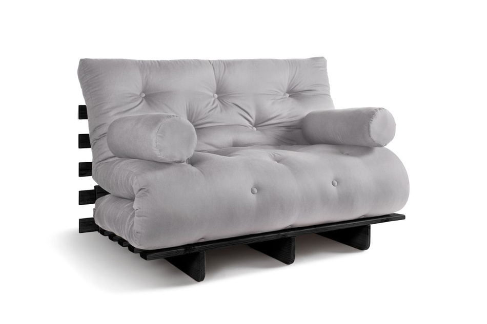 Sofa rozkładana 120x200 - Slim Exclusive Black - Pascall Futon Gołębi Popiel