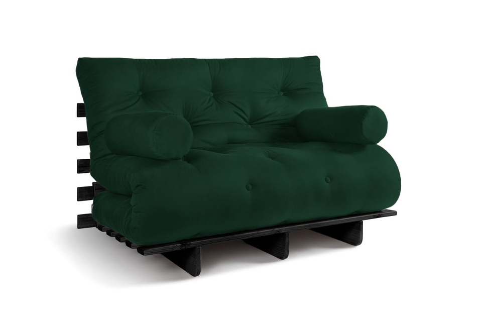 Sofa rozkładana 120x200 - Slim Basic Black - Pascall Futon Butelkowa Zieleń