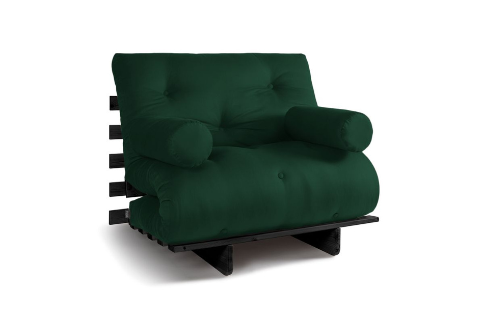 Sofa rozkładana 90x200 - Slim Exclusive Black - Pascall Futon Butelkowa Zieleń