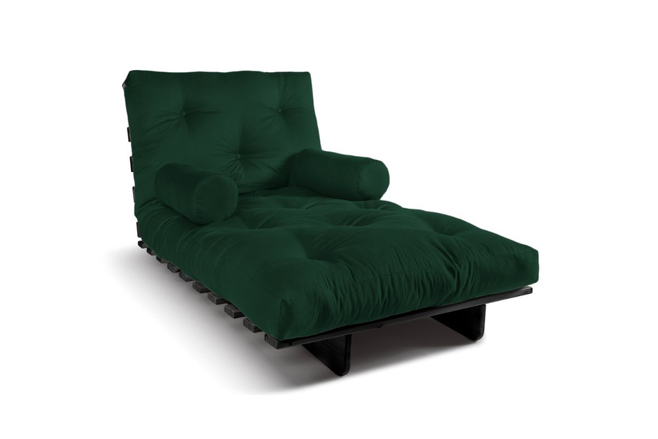 Sofa rozkładana 90x200 - Slim Basic Black - Pascall Futon Butelkowa Zieleń