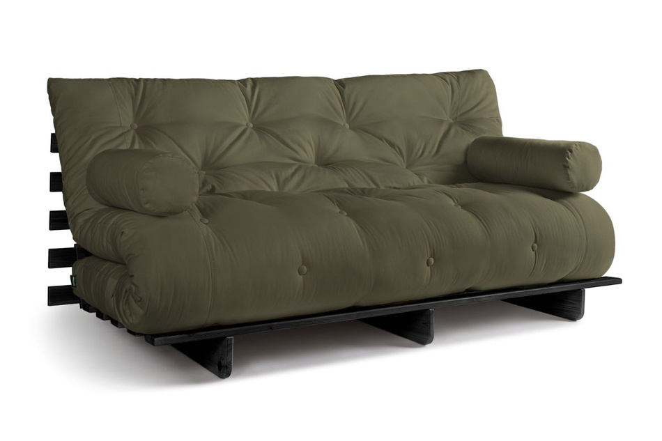 Sofa rozkładana 180x200 - Slim Basic Black - Pascall Futon Khaki
