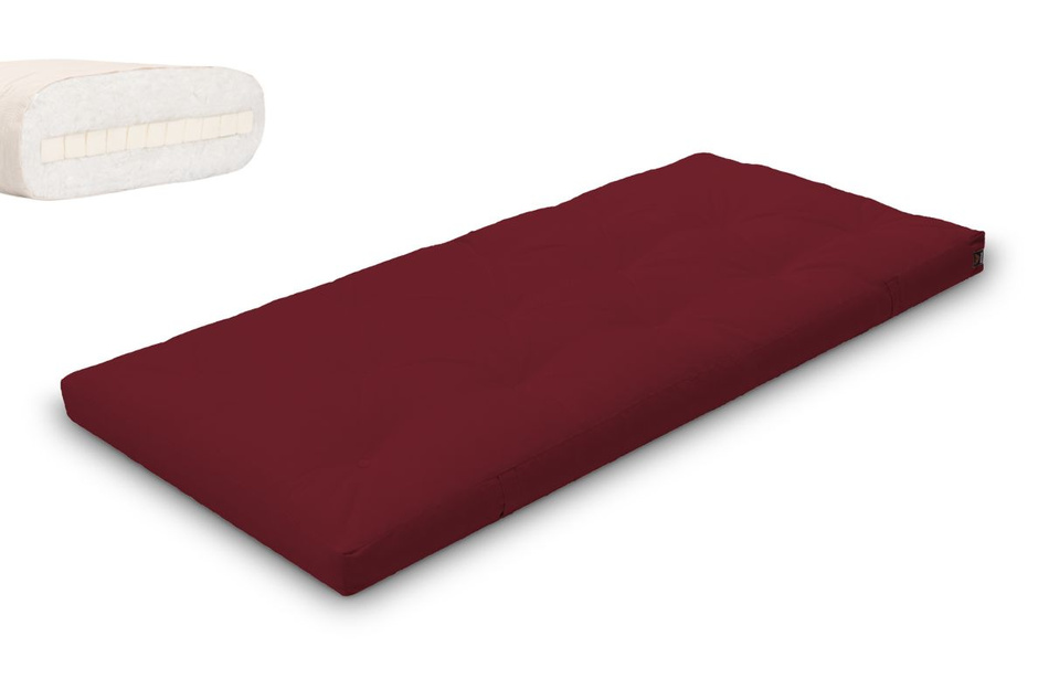 Materac 90x200 naturalny z lateksem - Futon Pascall Slim Latex Bordowy