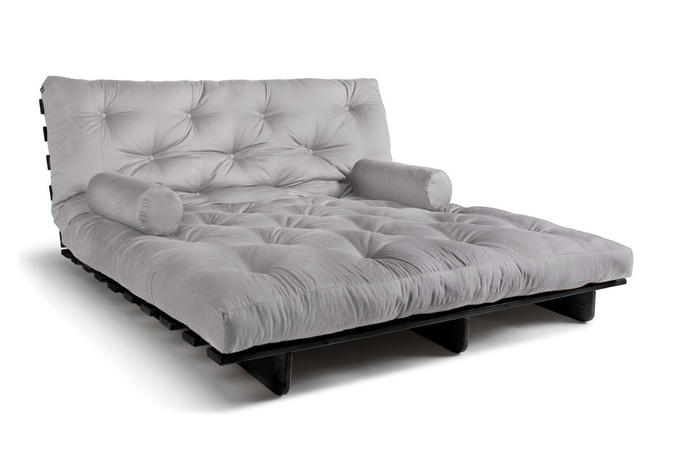 Sofa rozkładana 180x200 - Slim Exclusive Black - Pascall Futon Gołębi Popiel