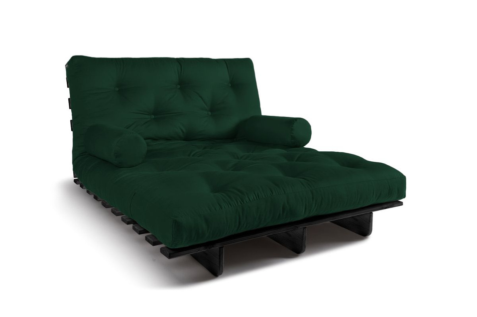 Sofa rozkładana 120x200 - Slim Comfort Black - Pascall Futon Butelkowa Zieleń