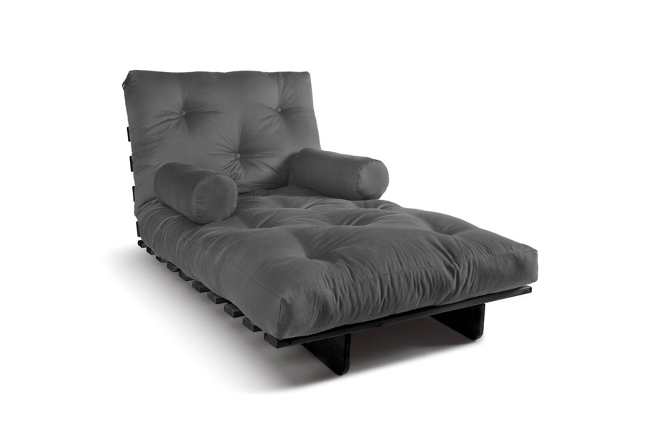 Sofa rozkładana 90x200 - Slim Basic Black - Pascall Futon Szary