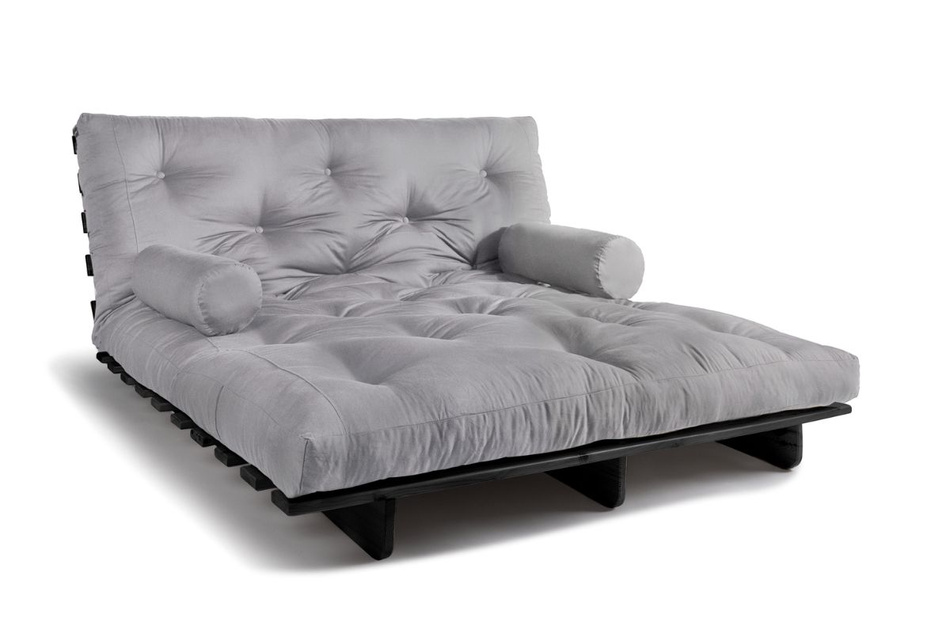 Sofa rozkładana 160x200 - Slim Exclusive Black - Pascall Futon Gołębi Popiel