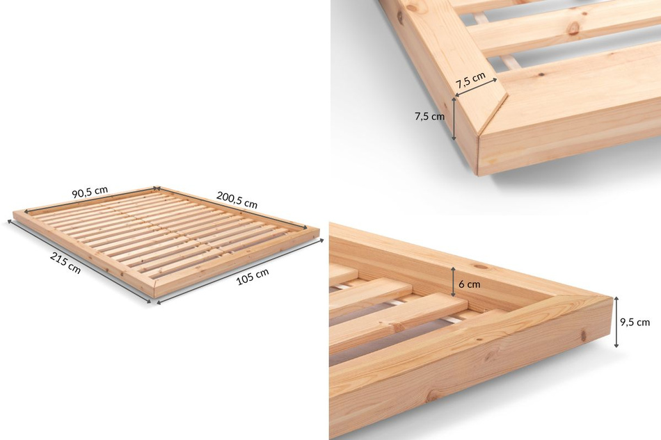 Pascall Łóżko Drewniane 90x200 - Zen Natura Tatami
