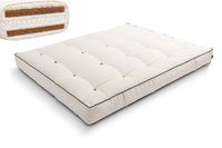Materac 200x200 naturalny z wełną, lateksem i 2x kokosem - Futon Pascall Comfort Wool Hard Kedro Ecru