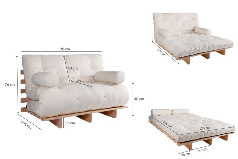 Sofa rozkładana 120x200 - Slim Exclusive Black - Pascall Futon Ceglany