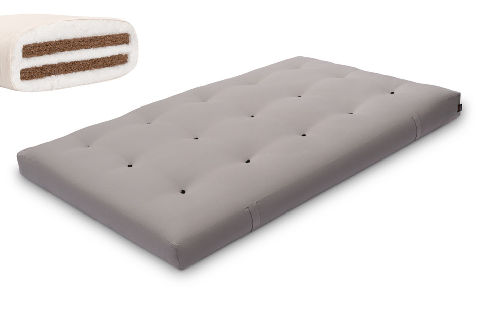 Futon Pascall Medium Duo Coco - Materac 120x200 Szary - naturalny z kokosem
