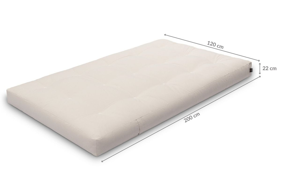 Materac 120x200 naturalny z wełną, kokosem i 2x lateks - Futon Pascall Comfort Wool Szary