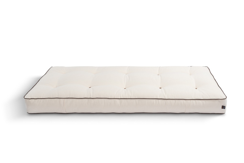 Materac 90x200 naturalny z wełną, lateksem i 2x kokosem - Futon Pascall Comfort Wool Hard Kedro Ecru