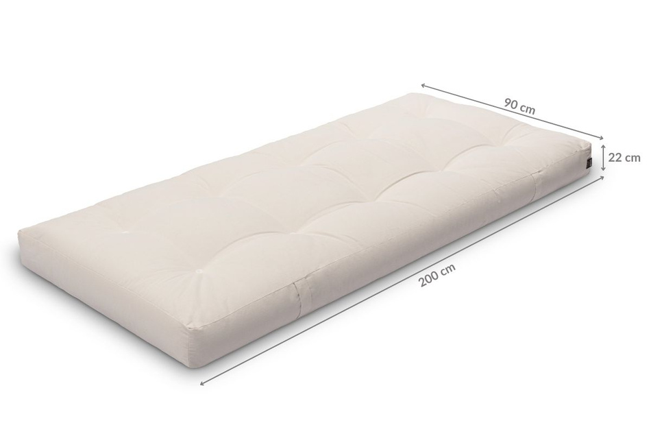 Materac 90x200 naturalny z wełną, lateksem i 2x kokosem - Futon Pascall Comfort Wool Hard Szary