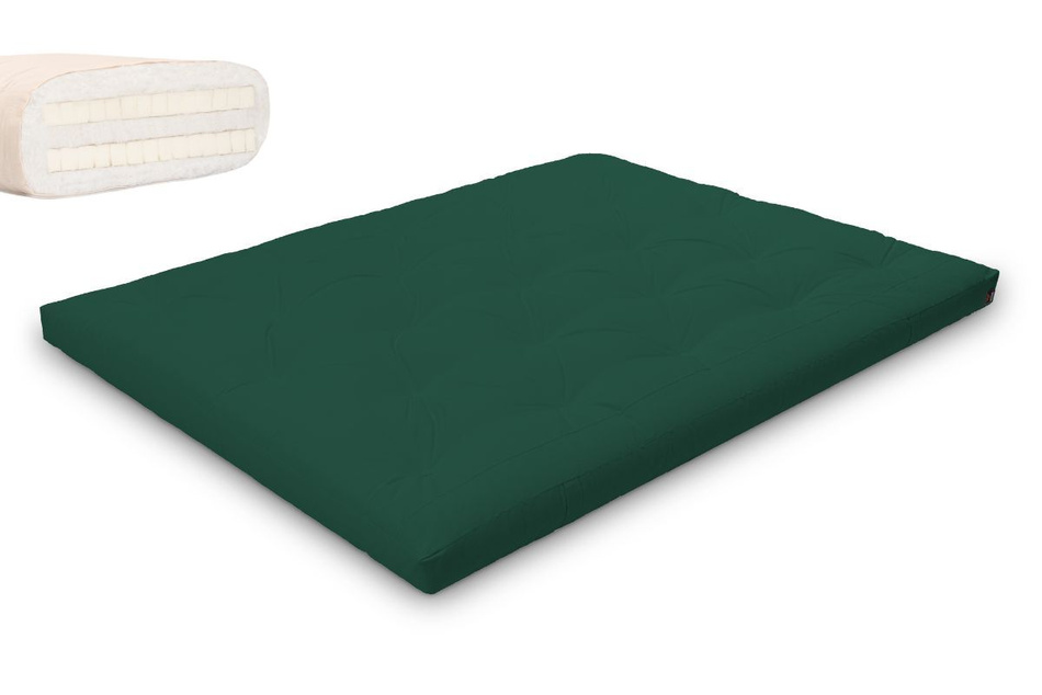 Materac 160x200 naturalny z lateksem - Futon Pascall Slim Duo Latex Butelkowa Zieleń